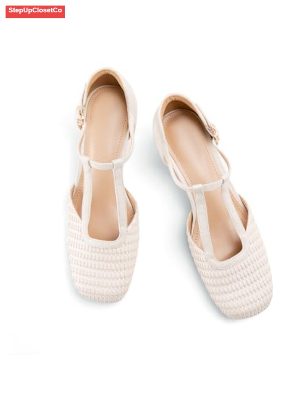 Womens Low Chunky Heel Mary Jane Pumps Square Toe Woven Dress Shoes